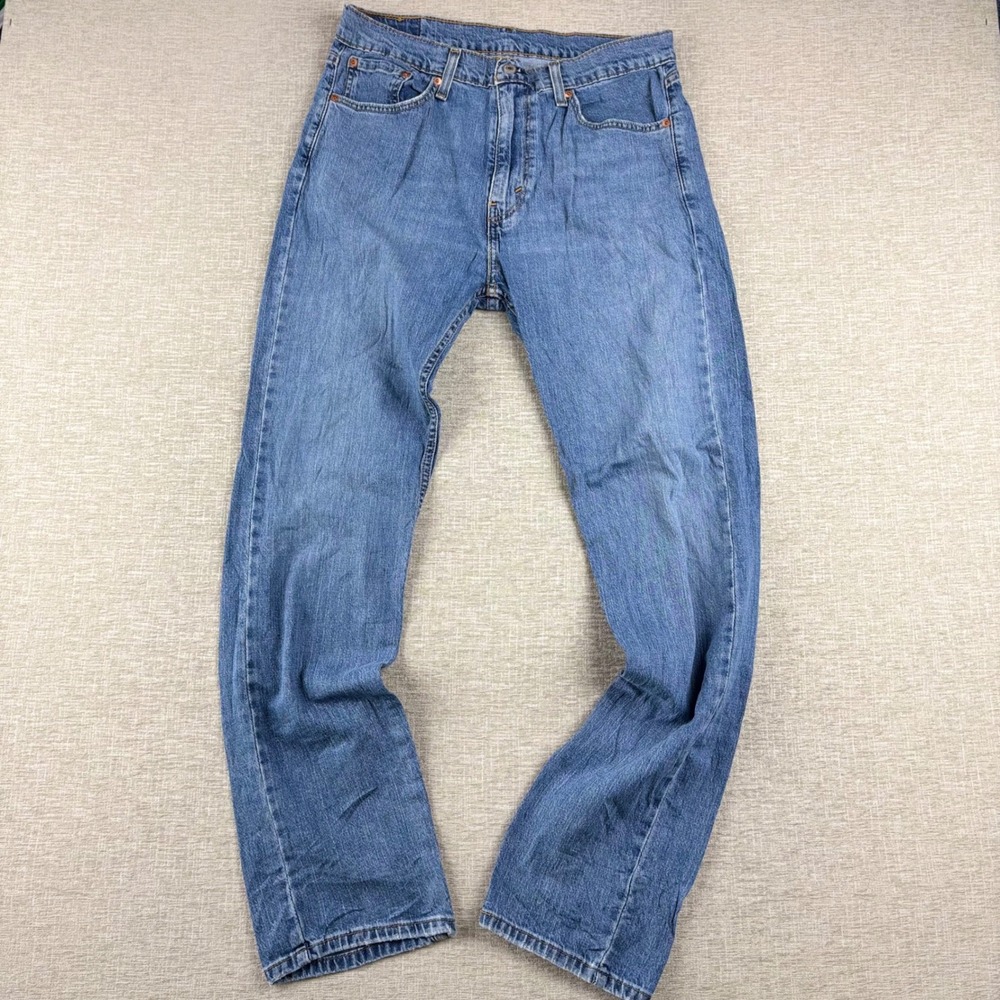 Levis 505 Mens 33x34 Light Distress Jeans Thigh Fade ** Vintage Style ** Denim